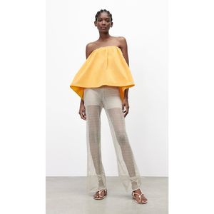 🚨 Zara Strapless Balloon Top in Vibrant yellow Women's Size: Small